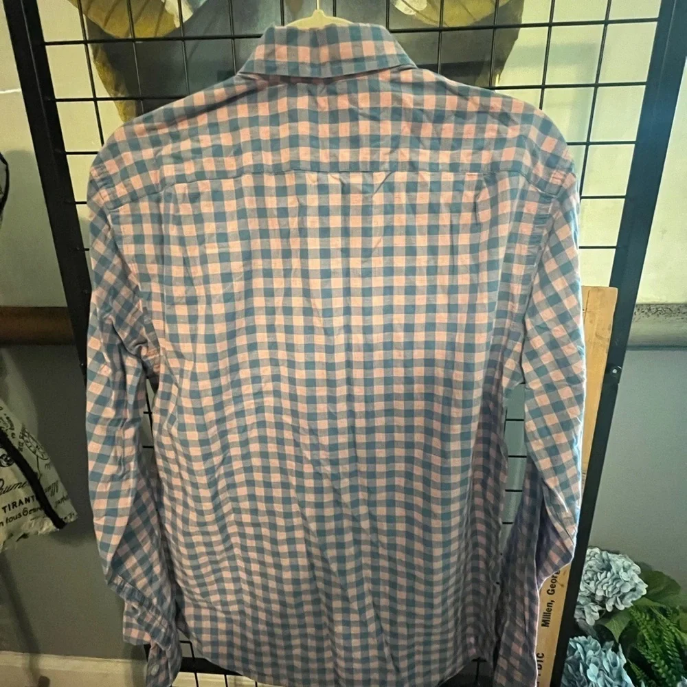 J. Crew Men's Pink and Blue Plaid Shirt